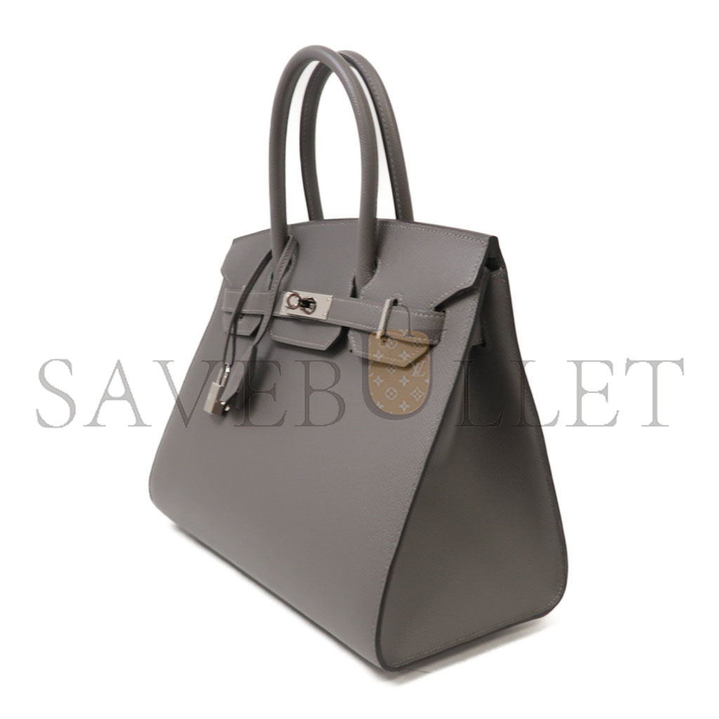 HERMES MASTER BIRKIN 30 EPSOM LEATHER PEWTER GREY SILVER BUCKLE HANDBAG 2160900355773 (30*23*15cm)